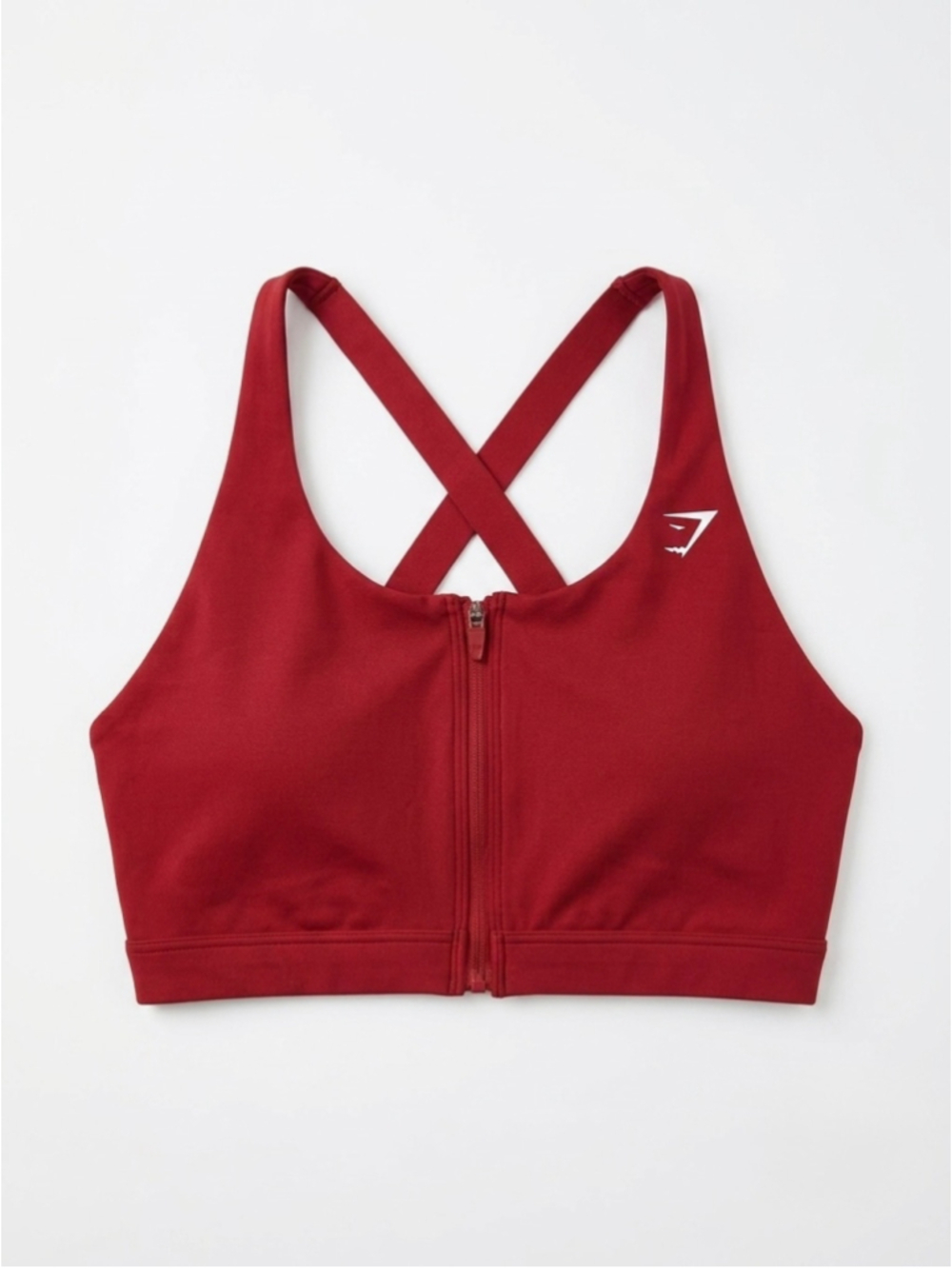 Women's Gymshark Zip-Front Sports Bra, Red, Size S